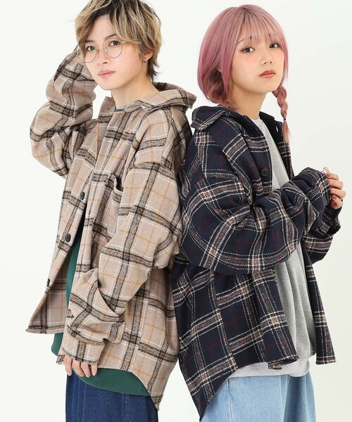 BOYSHE（ボーイシー）の「ビッグシルエット チェックシャツジャケット　ネイビー（シャツ/ブラウス・レディース・その他）」の10枚目の写真