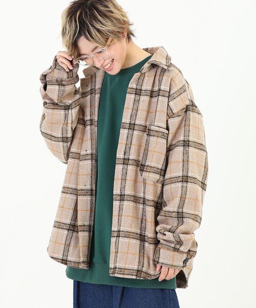 BOYSHE（ボーイシー）の「ビッグシルエット チェックシャツジャケット　ベージュ（シャツ/ブラウス・レディース・その他）」の8枚目の写真