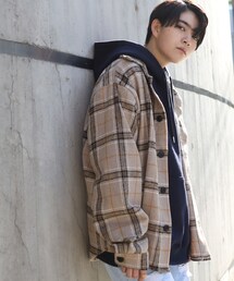 BOYSHE | ビッグシルエット チェックシャツジャケット　ベージュ(シャツ/ブラウス)
