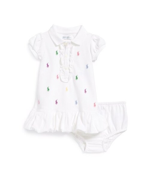 RALPH LAUREN（ラルフ ローレン）の「Ralph Lauren Ruffle Mesh Polo Dress & Bloomers (Baby Girls)（ワンピース・White・Baby 6M/Baby 9M）」の2枚目の写真