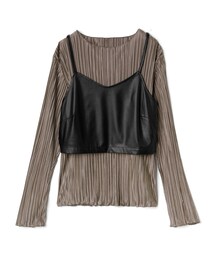GRL（グレイル）の「レザービスチェXプリーツトップスセット（シャツ/ブラウス）」