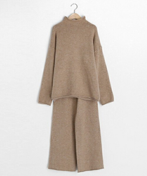 DHOLIC(ディーホリック)の「ロールニット&パンツSET(ニット/セーター・レディース・ホワイト/ベージュ/ブラウン・FREE)」の2枚目の写真