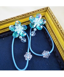 Handmade（ハンドメイド）の「雪の結晶ヘアゴム （ブルー）（ヘアゴム・キッズ）」