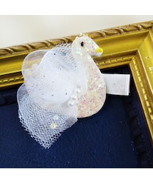 Handmade（ハンドメイド）の「白鳥クリップ（ヘアゴム・キッズ）」