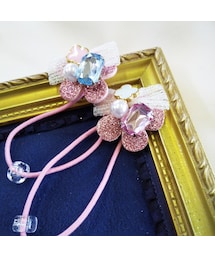 Handmade（ハンドメイド）の「ピンクジュエルドロップヘアゴム（ヘアゴム・キッズ）」