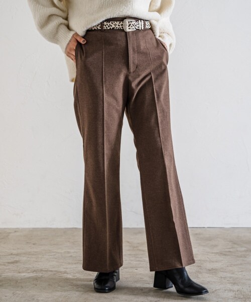 PAGEBOY(ページボーイ)の「【WEB先行予約】ウールライクセミフレアパンツ(パンツ・レディース・ブラック/ルージュ/杢ブラウン・S, M)」の10枚目の写真