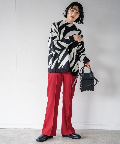 PAGEBOY(ページボーイ)の「【WEB先行予約】ウールライクセミフレアパンツ(パンツ・レディース・ブラック/ルージュ/杢ブラウン・S, M)」の7枚目の写真
