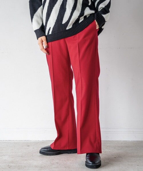 PAGEBOY(ページボーイ)の「【WEB先行予約】ウールライクセミフレアパンツ(パンツ・レディース・ブラック/ルージュ/杢ブラウン・S, M)」の3枚目の写真