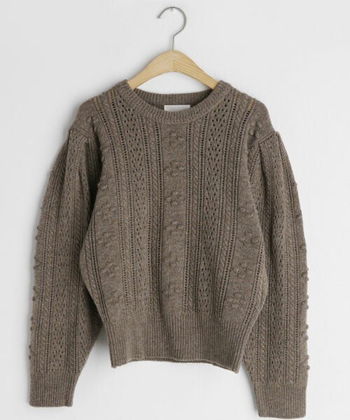 DHOLIC（ディーホリック）の「テクスチャーパンチングニット（ニット/セーター・レディース・ホワイト/ブラウン/グリーン・FREE）」の2枚目の写真