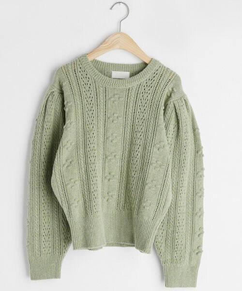 DHOLIC（ディーホリック）の「テクスチャーパンチングニット（ニット/セーター・レディース・ホワイト/ブラウン/グリーン・FREE）」の3枚目の写真