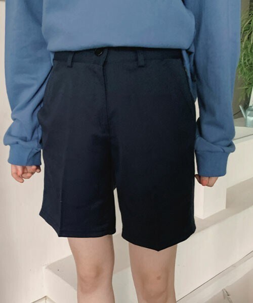 DHOLIC STYLE（ディーホリックスタイル）の「[simplymood] ハーフスラックスパンツ（スラックス・レディース・グレー/ブルー・S/M/Ｌ）」の2枚目の写真