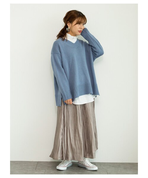Green　Parks（グリーンパークス）の「【Special Price】【洗える】度詰めVネックプルオーバー（トップス・アイボリー/ブラック/ライトピンク/ベージュ/サックスブルー・F）」の7枚目の写真