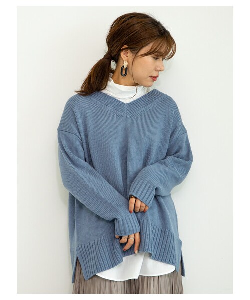 Green　Parks（グリーンパークス）の「【Special Price】【洗える】度詰めVネックプルオーバー（トップス・アイボリー/ブラック/ライトピンク/ベージュ/サックスブルー・F）」の14枚目の写真