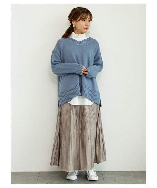 Green　Parks（グリーンパークス）の「【Special Price】【洗える】度詰めVネックプルオーバー（トップス・アイボリー/ブラック/ライトピンク/ベージュ/サックスブルー・F）」の6枚目の写真
