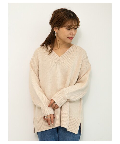 Green　Parks（グリーンパークス）の「【Special Price】【洗える】度詰めVネックプルオーバー（トップス・アイボリー/ブラック/ライトピンク/ベージュ/サックスブルー・F）」の10枚目の写真