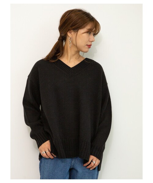 Green　Parks（グリーンパークス）の「【Special Price】【洗える】度詰めVネックプルオーバー（トップス・アイボリー/ブラック/ライトピンク/ベージュ/サックスブルー・F）」の11枚目の写真