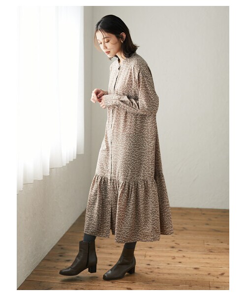 Green Parks(グリーンパークス)の「・SUGAR SPOON バンドカラーパターンワンピ(ワンピース/ドレス・ブラック/グレーベージュ/ブラウン・F)」の16枚目の写真