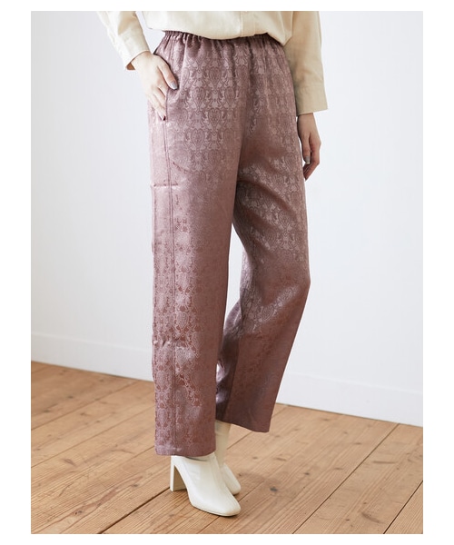 Green　Parks（グリーンパークス）の「・SUGAR SPOON サテンジャガードパンツ（パンツ・アイボリー/ピンク/ベージュ/グリーン・F）」の19枚目の写真