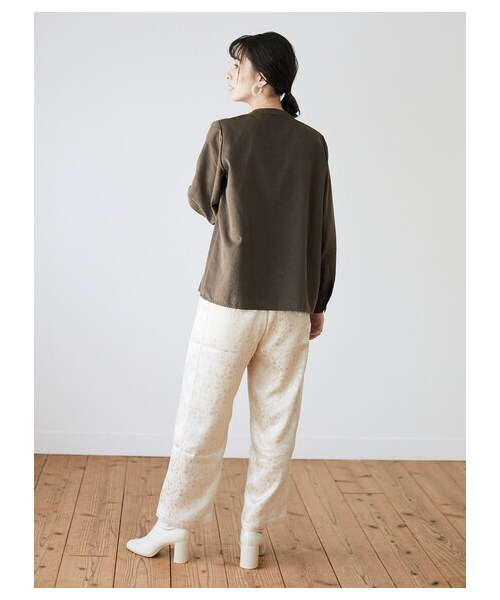 Green　Parks（グリーンパークス）の「・SUGAR SPOON サテンジャガードパンツ（パンツ・アイボリー/ピンク/ベージュ/グリーン・F）」の9枚目の写真