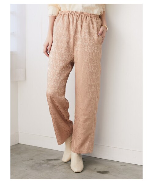 Green　Parks（グリーンパークス）の「・SUGAR SPOON サテンジャガードパンツ（パンツ・アイボリー/ピンク/ベージュ/グリーン・F）」の20枚目の写真