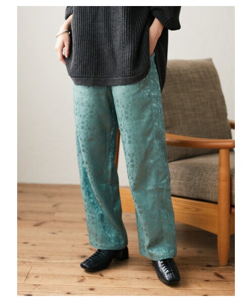 Green　Parks（グリーンパークス）の「・SUGAR SPOON サテンジャガードパンツ（パンツ・アイボリー/ピンク/ベージュ/グリーン・F）」の21枚目の写真