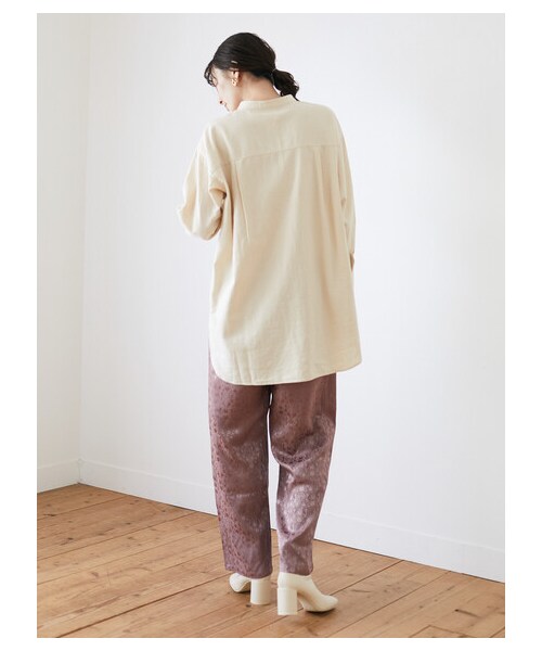 Green　Parks（グリーンパークス）の「・SUGAR SPOON サテンジャガードパンツ（パンツ・アイボリー/ピンク/ベージュ/グリーン・F）」の6枚目の写真