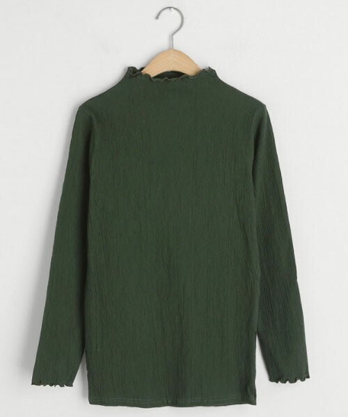 DHOLIC（ディーホリック）の「ハーフネックリンクルTシャツ（Tシャツ/カットソー・レディース・ホワイト/グリーン/ベージュ/オレンジ/ブラック/ピンク・FREE）」の4枚目の写真