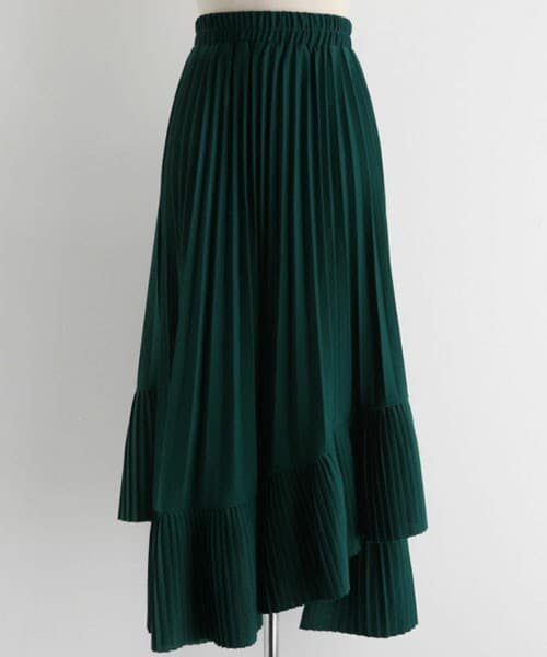DHOLIC（ディーホリック）の「アンバランスヘムプリーツスカート（スカート・レディース・ベージュ/パープル/グリーン/ブラック/ブラウン・FREE）」の4枚目の写真