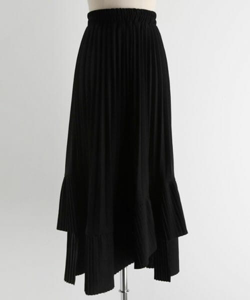 DHOLIC（ディーホリック）の「アンバランスヘムプリーツスカート（スカート・レディース・ベージュ/パープル/グリーン/ブラック/ブラウン・FREE）」の2枚目の写真