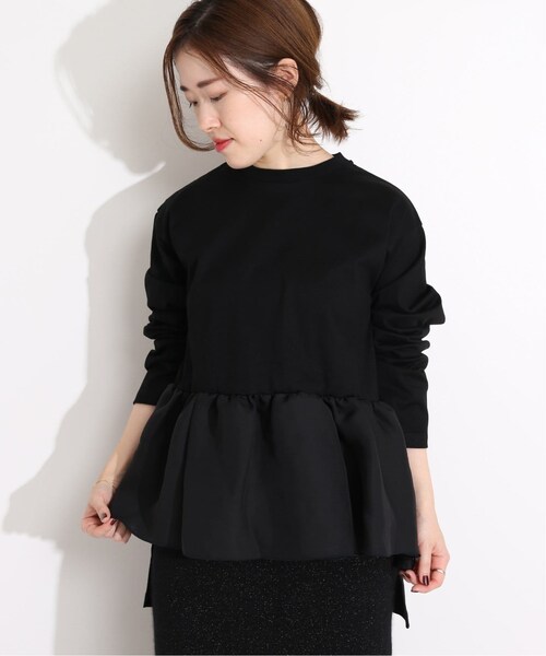 【美品】ヴェルメイユパーイエナ フロントペプラム長袖カットソー ブラック 美品】ヴェルメイユパーイエナ フロントペプラム長袖カットソー