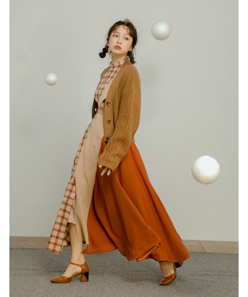 Marjorie（マージョリー）の「霓虹燈光，不對稱格紋拼色洋裝（ワンピース/ドレス・レディース・紅紫/杏・XS/S/M）」の17枚目の写真