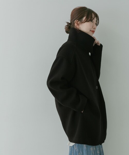 KBF（ケイビーエフ）の「KBF+ 立領繭型中長版大衣（ジャケット/アウター・レディース・象牙白/膚色/黑色・one）」の10枚目の写真