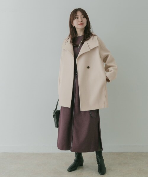 KBF（ケイビーエフ）の「KBF+ 立領繭型中長版大衣（ジャケット/アウター・レディース・象牙白/膚色/黑色・one）」の7枚目の写真