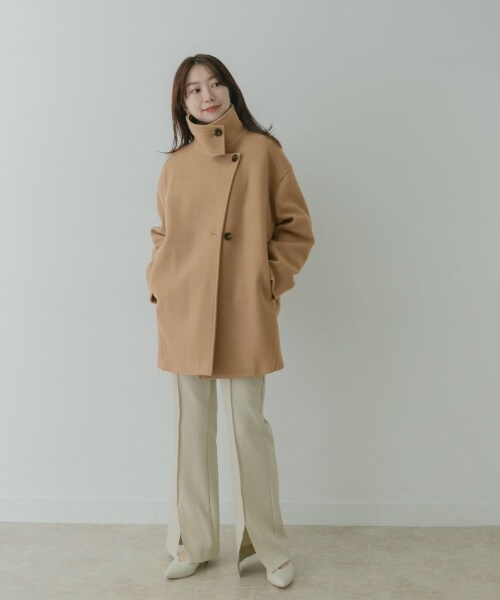 KBF（ケイビーエフ）の「KBF+ 立領繭型中長版大衣（ジャケット/アウター・レディース・象牙白/膚色/黑色・one）」の15枚目の写真