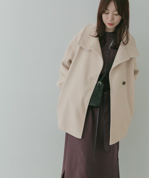 KBF（ケイビーエフ）の「KBF+ 立領繭型中長版大衣（ジャケット/アウター・レディース・象牙白/膚色/黑色・one）」の4枚目の写真