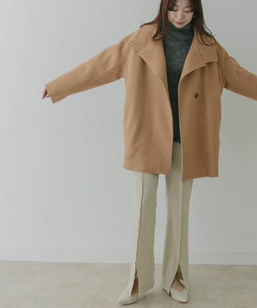 KBF（ケイビーエフ）の「KBF+ 立領繭型中長版大衣（ジャケット/アウター・レディース・象牙白/膚色/黑色・one）」の13枚目の写真