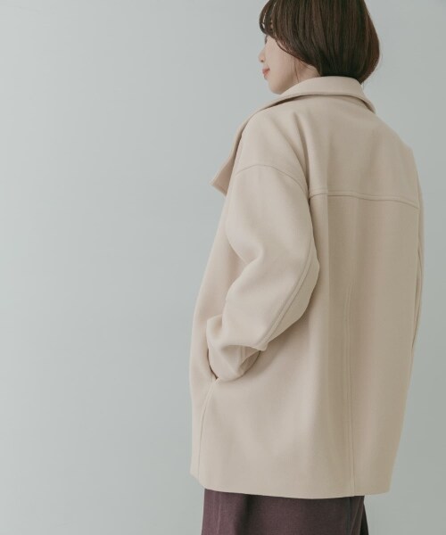 KBF（ケイビーエフ）の「KBF+ 立領繭型中長版大衣（ジャケット/アウター・レディース・象牙白/膚色/黑色・one）」の6枚目の写真