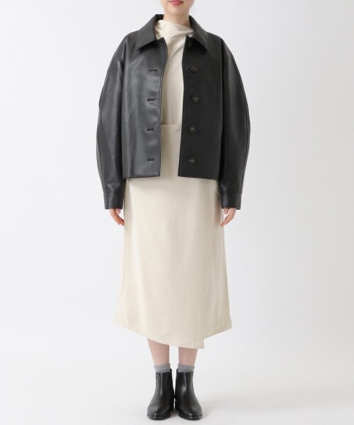 ALAND(エーランド)の「MOHAN/クロップドフェイクレザージャケット(ジャケット/アウター・レディース・ブラック(09)/ベージュ(50)・S/M)」の11枚目の写真