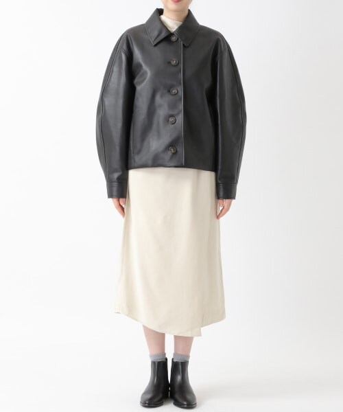 ALAND(エーランド)の「MOHAN/クロップドフェイクレザージャケット(ジャケット/アウター・レディース・ブラック(09)/ベージュ(50)・S/M)」の12枚目の写真
