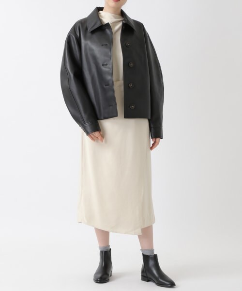 ALAND(エーランド)の「MOHAN/クロップドフェイクレザージャケット(ジャケット/アウター・レディース・ブラック(09)/ベージュ(50)・S/M)」の10枚目の写真