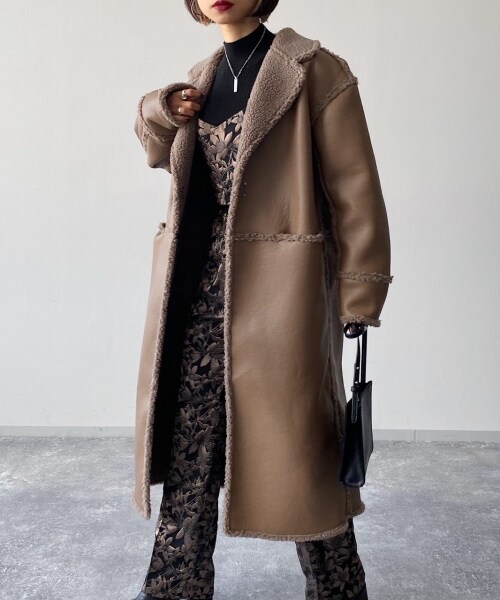 PAGEBOY（ページボーイ）の「ボアロングテーラーコート【WEB先行予約】（ジャケット/アウター・ブラック）」の12枚目の写真