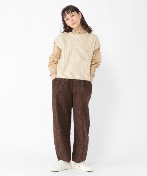 studio CLIP（スタディオクリップ）の「スラウチマルシェパンツ（パンツ・ホワイト(チェック)/ブラウン(チェック)/ブラックウォッチ/フラワープリント/イカットプリント/レオパード風プリント/アイボリー/ベージュ/インディゴ）」の17枚目の写真