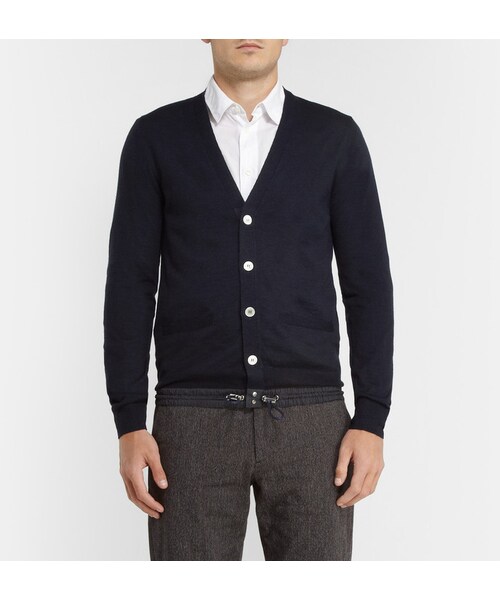 Sacai（サカイ）の「Sacai Fine-Knit Wool Drawstring-Hem Cardigan（カーディガン/ボレロ・メンズ・Blue・1/2/3/4）」の6枚目の写真