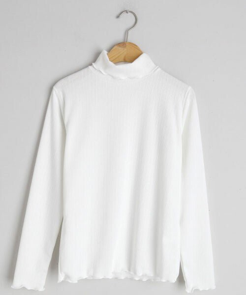 DHOLIC(ディーホリック)の「ウェーブハイネックTシャツ(Tシャツ/カットソー・レディース・ホワイト/レッド/ブラウン/ブラック/ベージュ・FREE)」の1枚目の写真