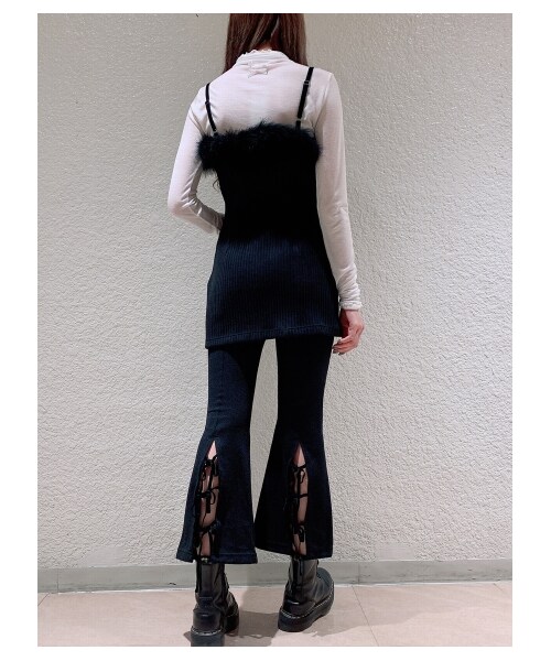 lilLilly（リルリリー）の「リボンニットフレアパンツ（パンツ・レディース・WHITE/PINK/BLUE/BLACK・FREE）」の7枚目の写真