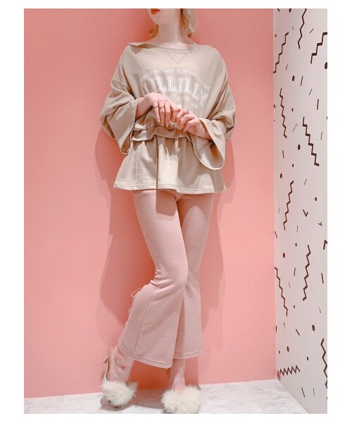 lilLilly（リルリリー）の「リボンニットフレアパンツ（パンツ・レディース・WHITE/PINK/BLUE/BLACK・FREE）」の13枚目の写真