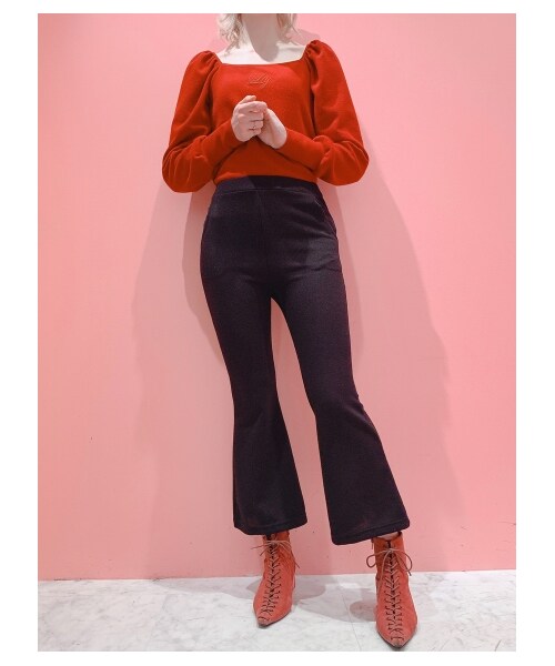 lilLilly（リルリリー）の「リボンニットフレアパンツ（パンツ・レディース・WHITE/PINK/BLUE/BLACK・FREE）」の9枚目の写真