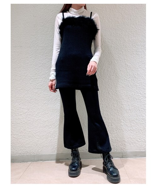 lilLilly（リルリリー）の「リボンニットフレアパンツ（パンツ・レディース・WHITE/PINK/BLUE/BLACK・FREE）」の6枚目の写真