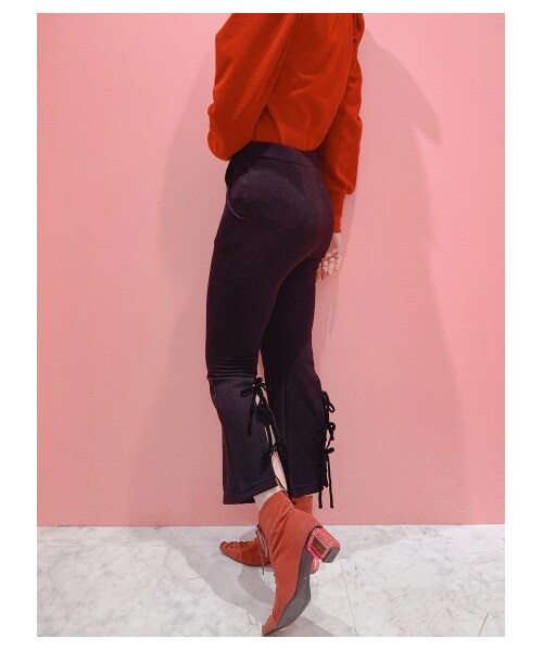 lilLilly（リルリリー）の「リボンニットフレアパンツ（パンツ・レディース・WHITE/PINK/BLUE/BLACK・FREE）」の8枚目の写真