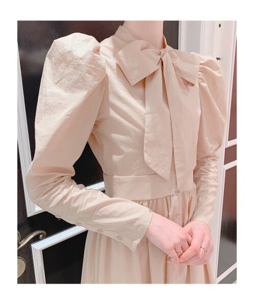 lilLilly（リルリリー）の「[pain]パワショルロングドレス（ワンピース/ドレス・レディース・BEIGE/ROSE/BLACK・FREE）」の7枚目の写真